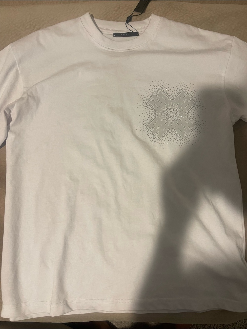 White Men's Short-Sleeve Tee with Subtle Chest Graphic